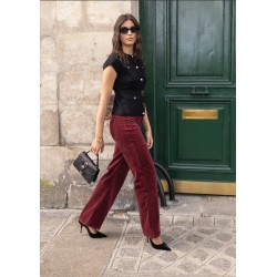 PANTALON VELOURS BORDEAUX-36