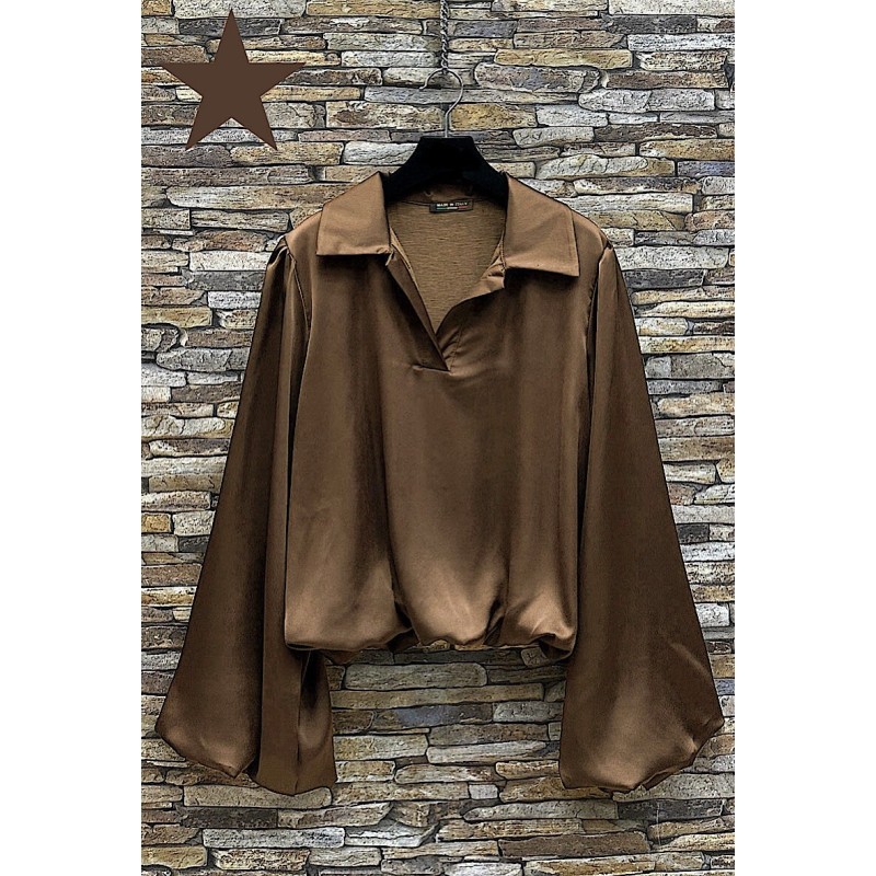 BLOUSE TARA MARRON CLAIR-TU