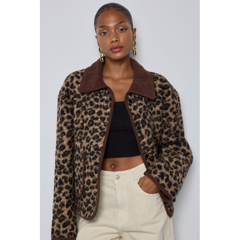 VESTE VELOURS LEOPARD