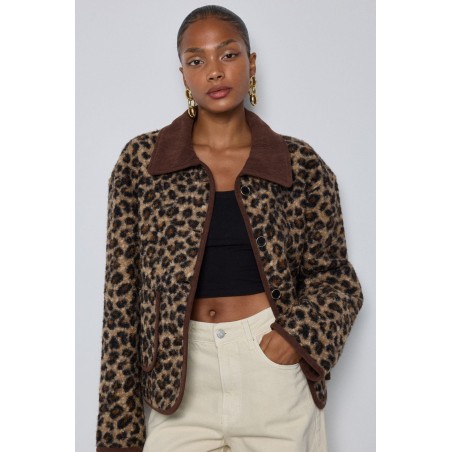 VESTE VELOURS LEOPARD