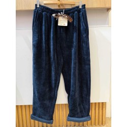 PANTALON VELOURS MARINE-TU