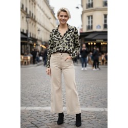 CHEMISE LEOPARD KAKI