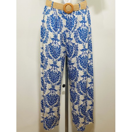 PANTALON23077 IMPRIME BLEU ROI