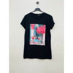 TEE SHIRT NOIR IMPRIMES XL