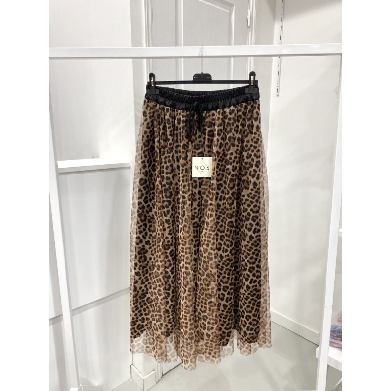 JUPE PLISSÉE LEOPARD 5352 CAMEL TU