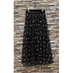 JUPE RYNA COEURS NF23509 NOIR