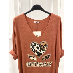 PULL MOTIF AMOUR 19644 ROUILLE-TU