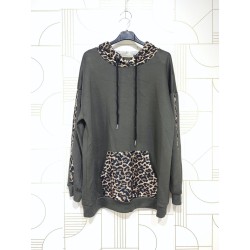 SWEAT CAPUCHE LEOPARD KAKI-TU