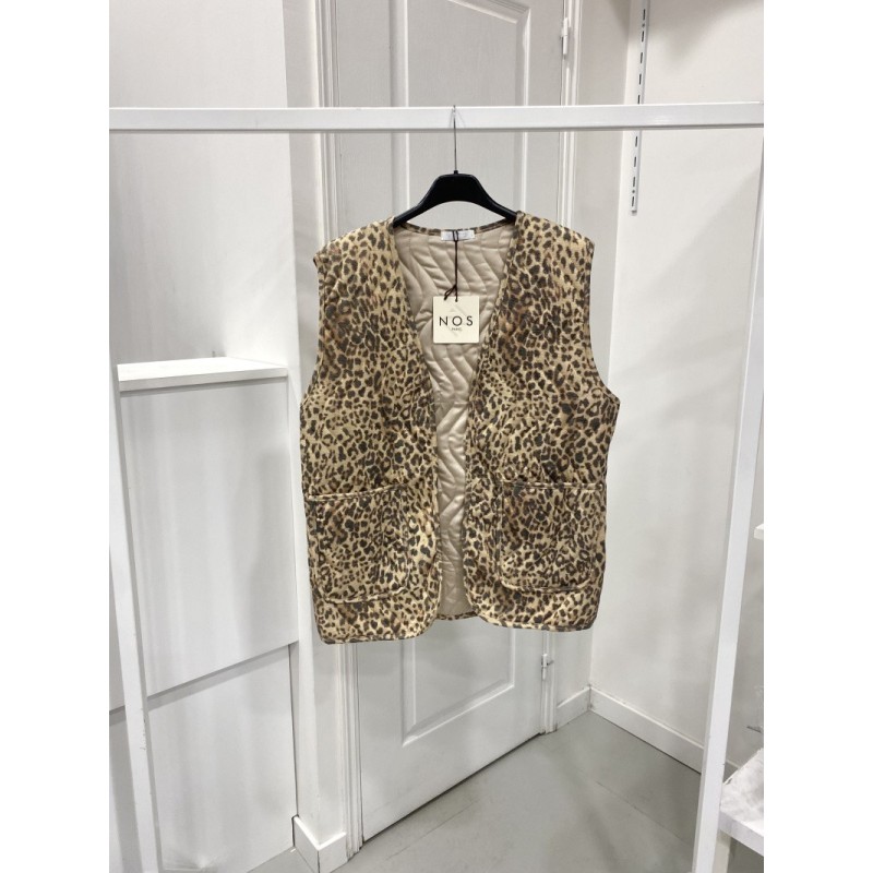 GILET PAILLETE LEOPARD 6715-TU