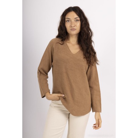 PULL COL V PU208 CAMEL-TU