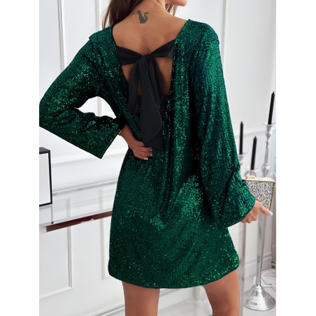 ROBE 2143 BRILLANTE NOEUD VERT-TU