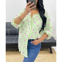 CHEMISE PE2556 RAYEE COEUR VERT-TU