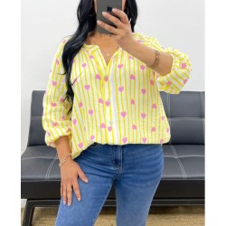 CHEMISE PE2556 RAYEE COEUR JAUNE-TU
