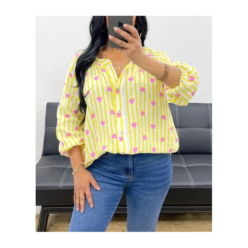 CHEMISE PE2556 RAYEE COEUR JAUNE-TU