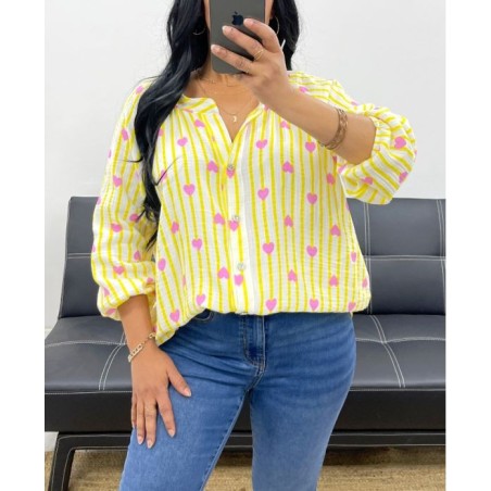CHEMISE PE2556 RAYEE COEUR JAUNE-TU