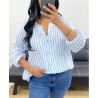 CHEMISE PE2556 RAYEE COEUR BLEU-TU