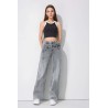 JEAN LARGE  GRIS Double ceinture