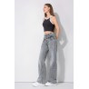 JEAN LARGE  GRIS Double ceinture