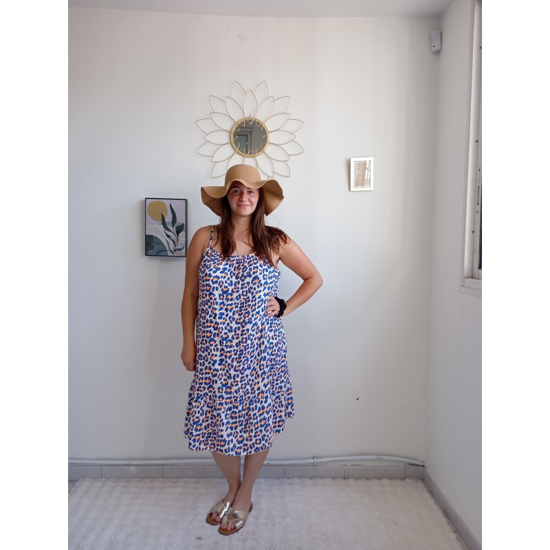 ROBE PE2042 LEOPARD BLEU ROYAL-TU