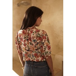 CHEMISE BLOUSE FLEURIE CREME