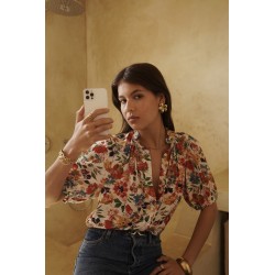 CHEMISE BLOUSE FLEURIE CREME