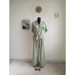 CHEMISE IMPRIMEE PALMIER KAKI-TU