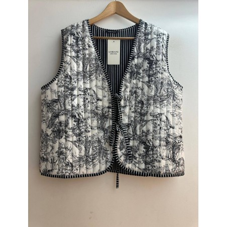 GILET MATELASSE LEGER IMPRIME NOIR-TU
