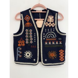 GILET BRODERIES 2213 MARINE-TU