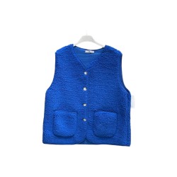 GILET MOUTONNE BLEU ROI-TU