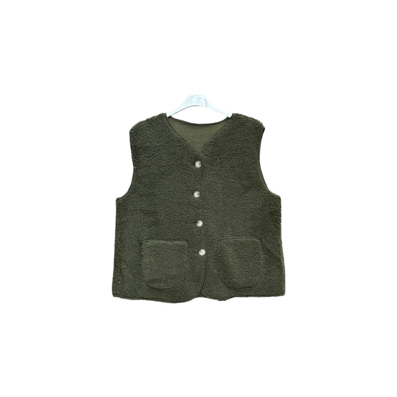 GILET MOUTONNE KAKI-TU