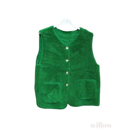 GILET MOUTONNE VERT-TU