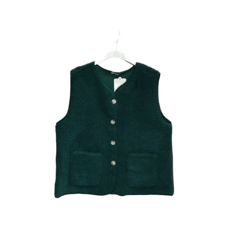 GILET MOUTONNE VERT BOUTEILLE-TU