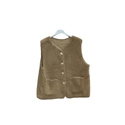 GILET MOUTONNE BRUN-TU