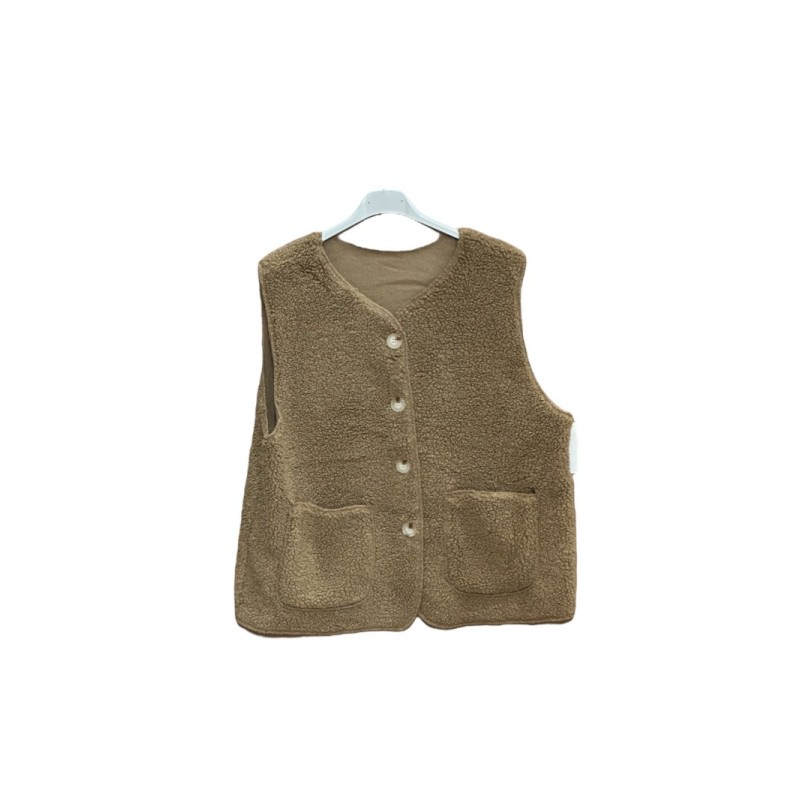 GILET MOUTONNE BRUN-TU