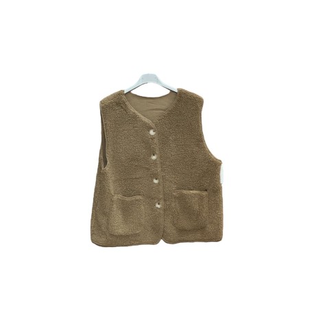 GILET MOUTONNE BRUN-TU
