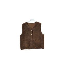 GILET MOUTONNE MARRON-TU