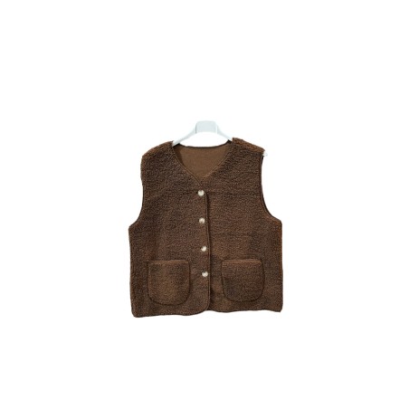 GILET MOUTONNE MARRON-TU
