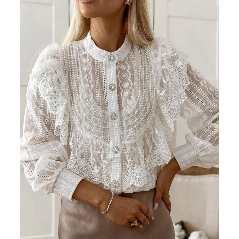 CHEMISE BOHEME BRODEE BLANC-TU