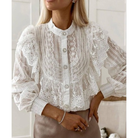 CHEMISE BOHEME BRODEE BLANC-TU
