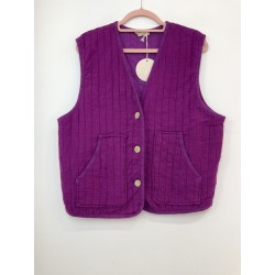 VESTE SANS MANCHES GAZE COTON MAUVE-TU