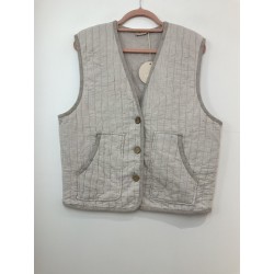 VESTE SANS MANCHES GAZE BEIGE-TU