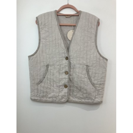 VESTE SANS MANCHES GAZE BEIGE-TU