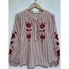 CHEMISE RAYEE BRODEEBORDEAUX-M/L