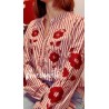 CHEMISE RAYEE BRODEEBORDEAUX-M/L