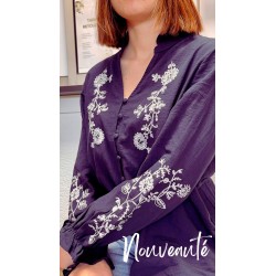 CHEMISE BRODEE MARINE-M/L