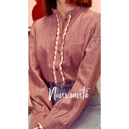 CHEMISE RETRO BORDEAUX-S/M