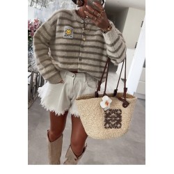 GILET RAYURES BEIGE-TU