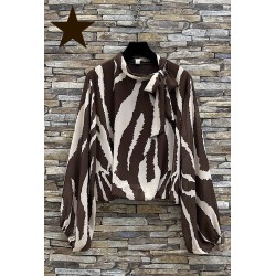 BLOUSE ANIELLA ZEBREE MARRON-TU
