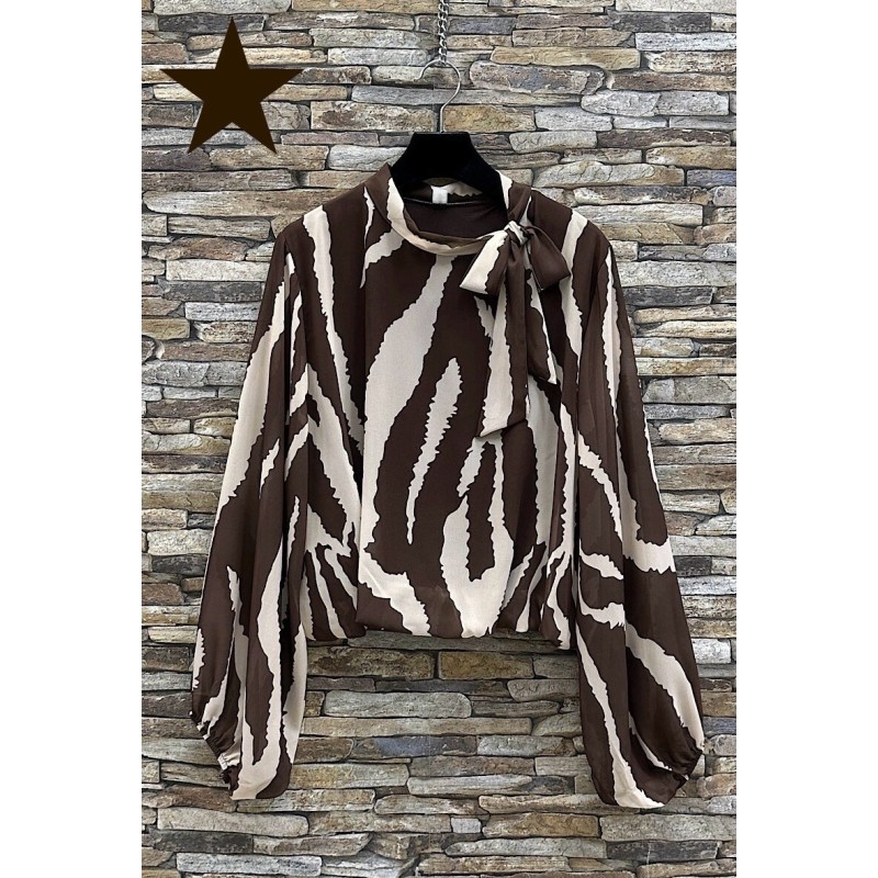 BLOUSE ANIELLA ZEBREE MARRON-TU