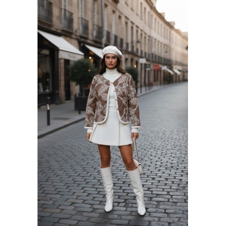 VESTE BRODEE CHOCOLAT-M